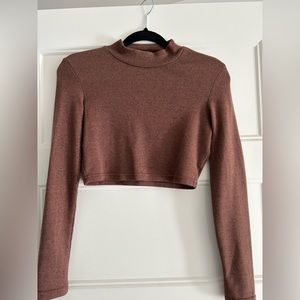 Brown long sleeve crop top